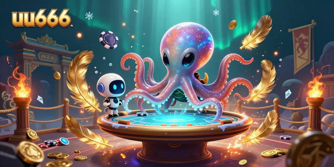 uu666 engage with a vibrant scene showcasing a cartoon alien octopus at a poker table