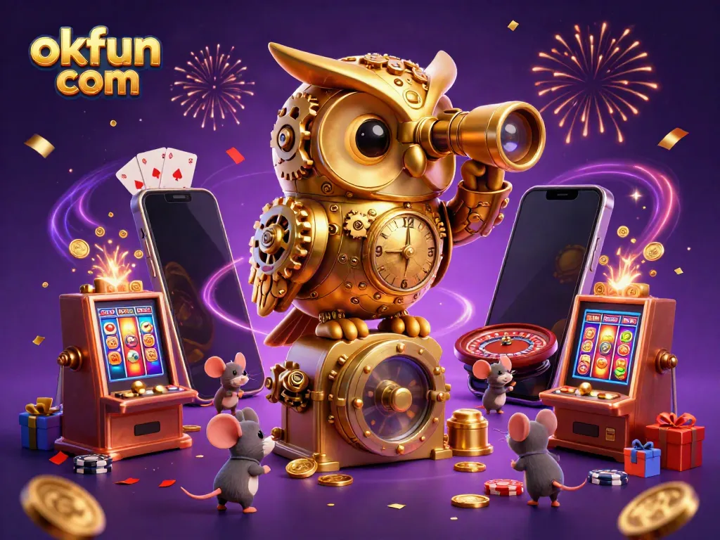 Engage with thrilling games at okfun com featuring lively characters in a vibrant casino setting.