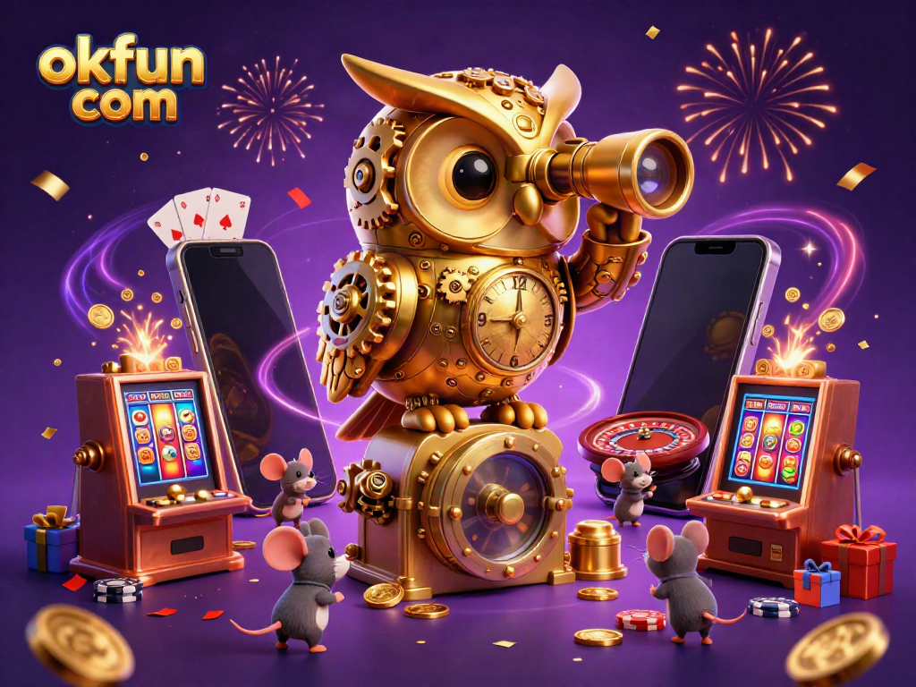 Engage with thrilling games at okfun com featuring lively characters in a vibrant casino setting.