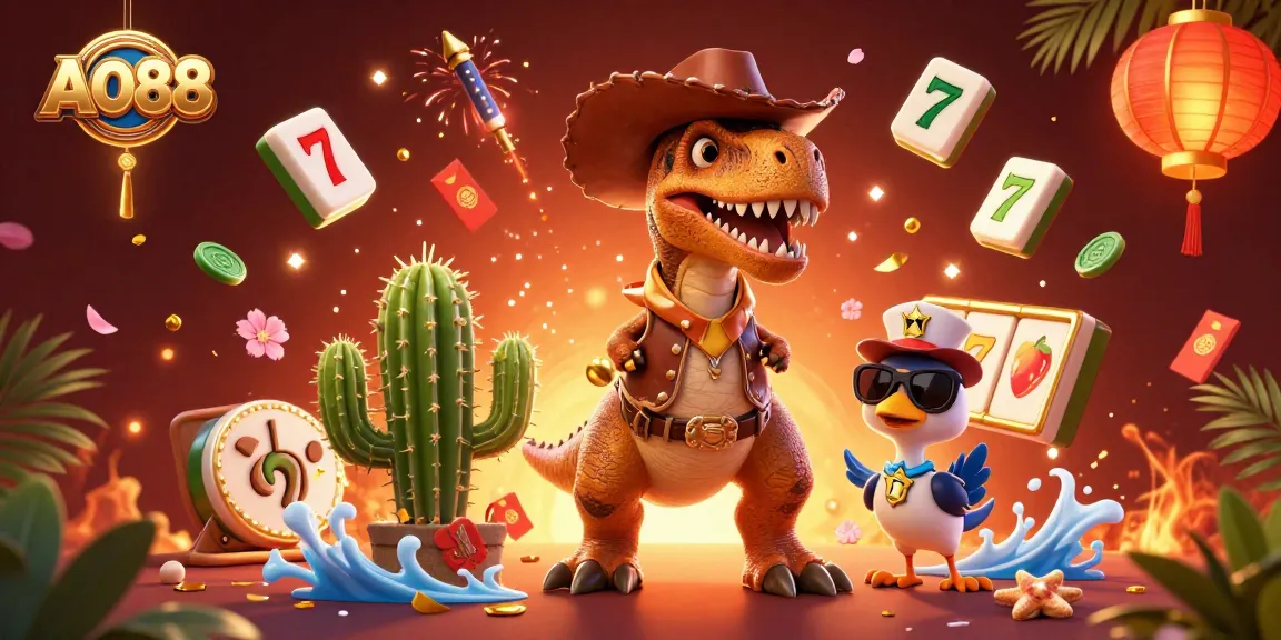 Experience the excitement of AO88 in this vibrant casino adventure scene with dynamic characters and game elements.