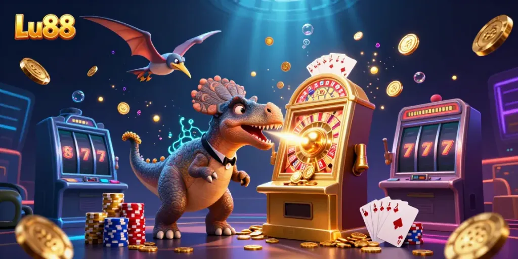 Experience thrilling wins at Lu88 with a pachycephalosaurus hitting a jackpot slot machine.