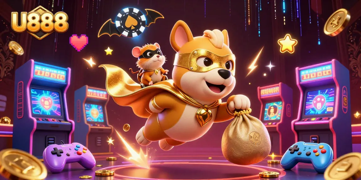 U888 invites players to engage in thrilling gambling adventures with a vibrant 3D casino scene.