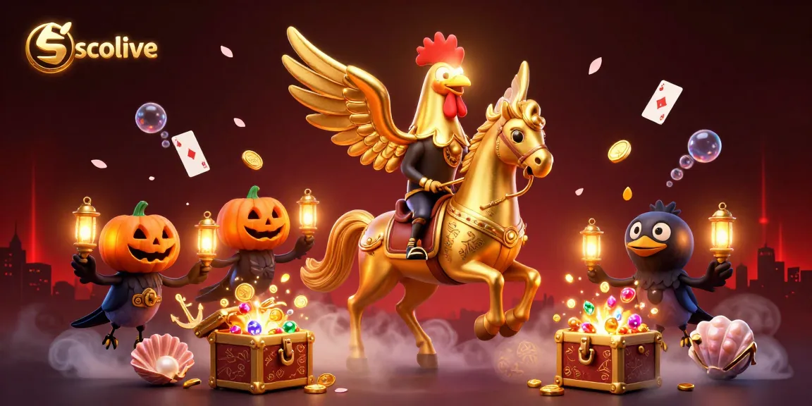 Socolive offers dynamic gaming experiences with a golden rooster and treasures illuminating the casino.
