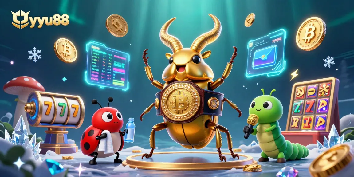 yyuu88 champions a thrilling casino showdown with a golden stag beetle and ladybug corner-man.