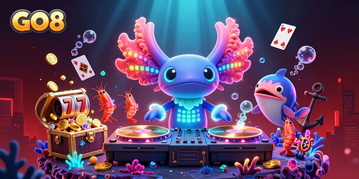 Spin to win with the GO8 casino adventure featuring vibrant underwater characters!