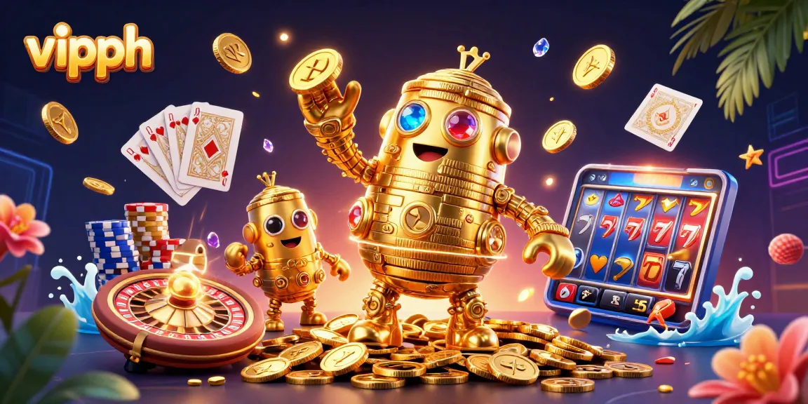 Experience winning excitement at vipph casino with dynamic 3D elements and golden golem character.