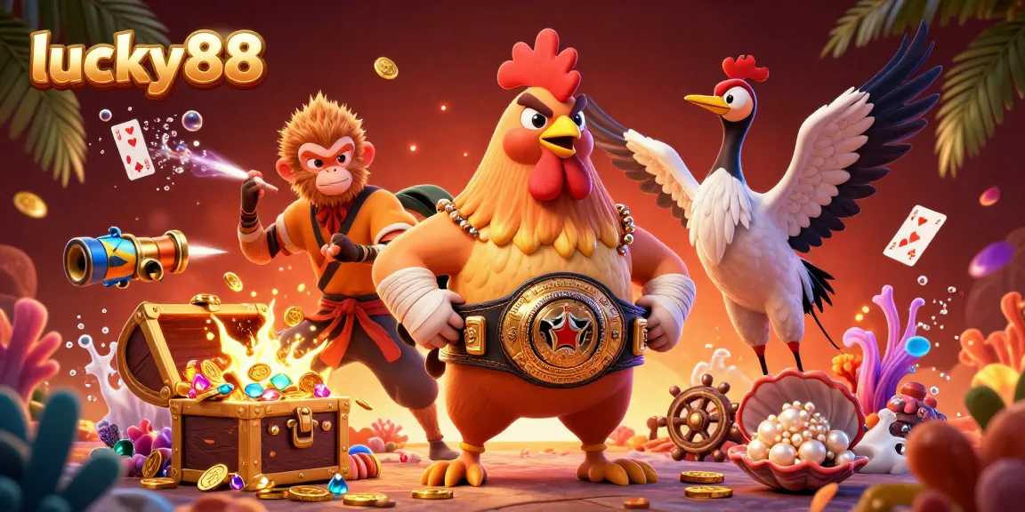 Engage with lucky88's colorful 3D casino universe featuring vibrant characters and underwater treasures.