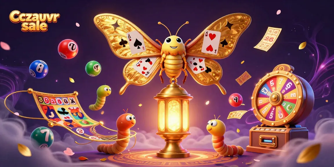 Cczauvr sale showcases an animated scene with lottery elements and a majestic atlas moth highlighting vibrant casino visuals.