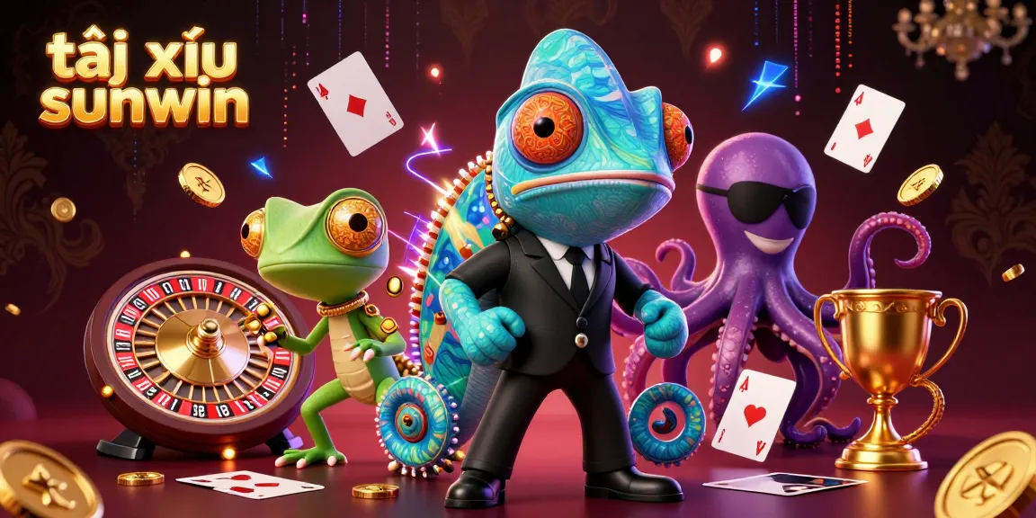Engage with tài xỉu sunwin in this vibrant 3D casino scene featuring dynamic game elements and characters.