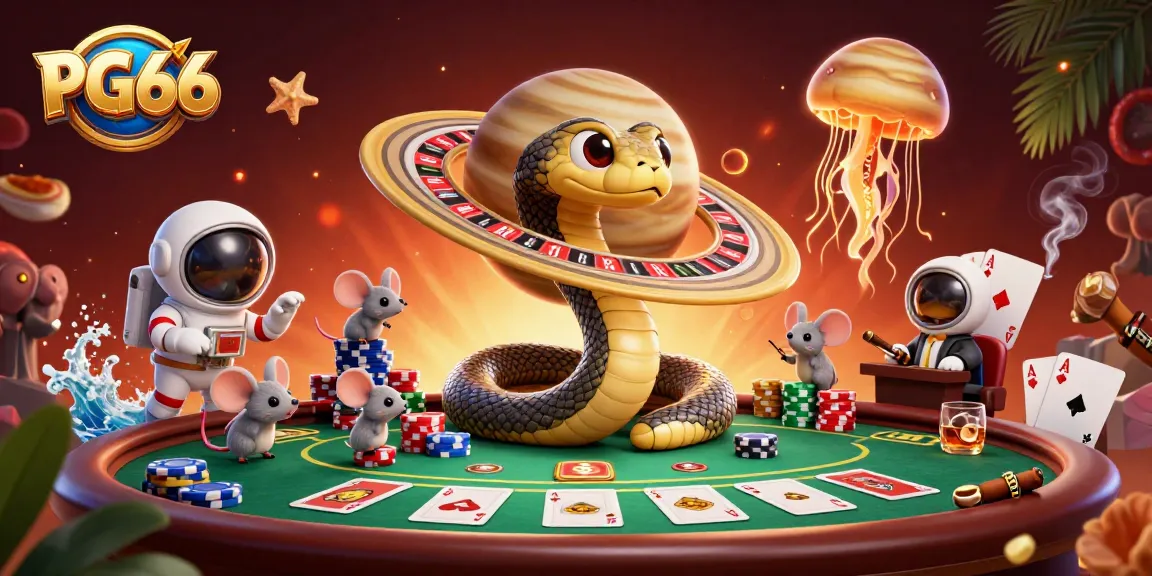 Experience thrilling gameplay at PG66 with dynamic poker and roulette action in a vibrant casino scene.