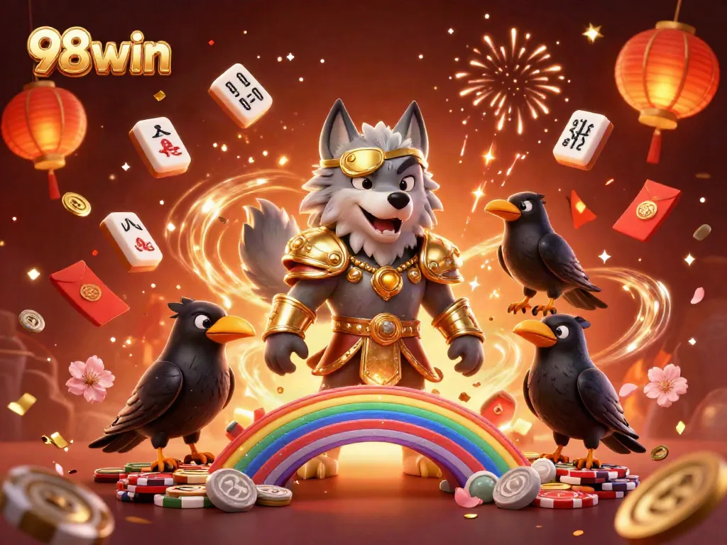 Experience the excitement of gaming with 98win as mythical characters join a vibrant casino adventure.