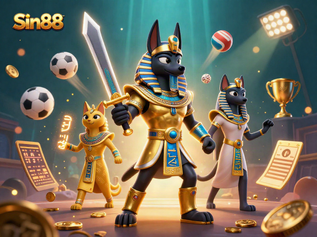 Sin88 elevates online betting with immersive sports scenes filled with trophies and energetic gameplay.