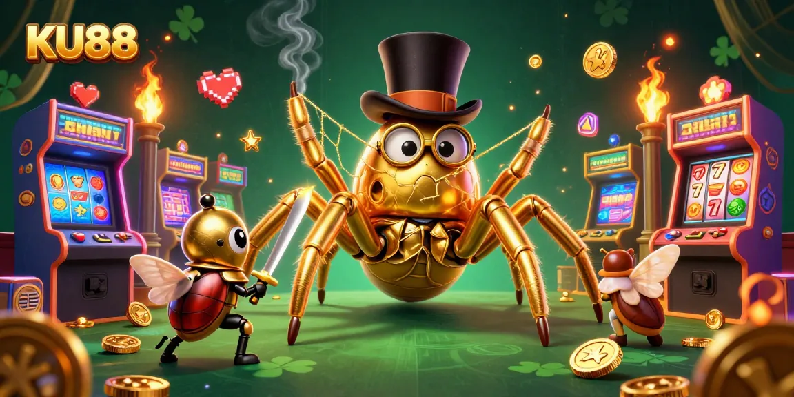 Experience thrilling gameplay at KU88 with a dynamic 3D scene filled with colorful arcade elements and casino themes.