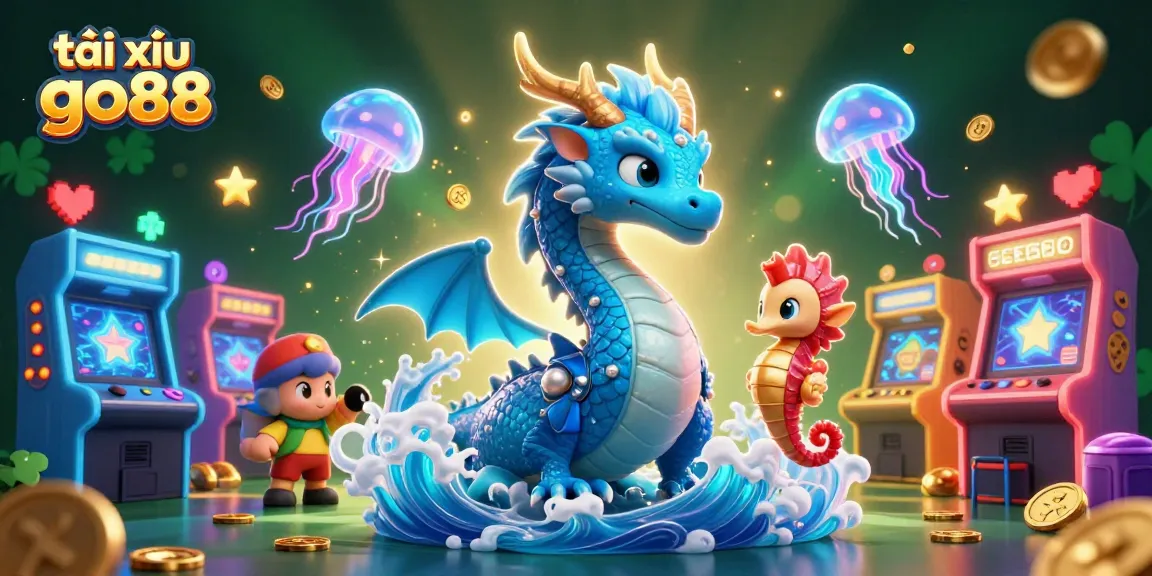 Experience tài xỉu go88 action with a dragon, seahorse knight, and energetic arcade elements!