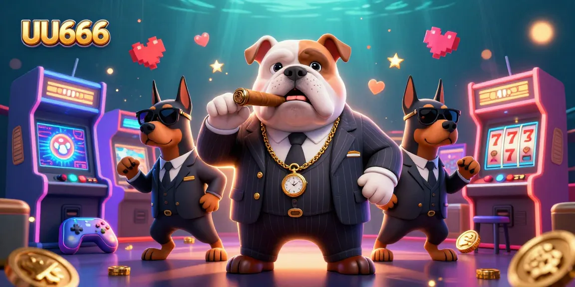 Experience exciting slots with UU666's mafia boss and bodyguards in this vibrant casino scene.