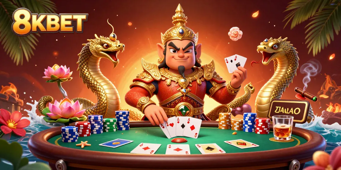 Experience the excitement of 8KBET's dynamic gaming scene with playful elements and vibrant characters.