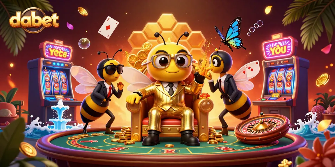 Join the lively dabet casino scene with a bumblebee mob boss and vibrant game elements.