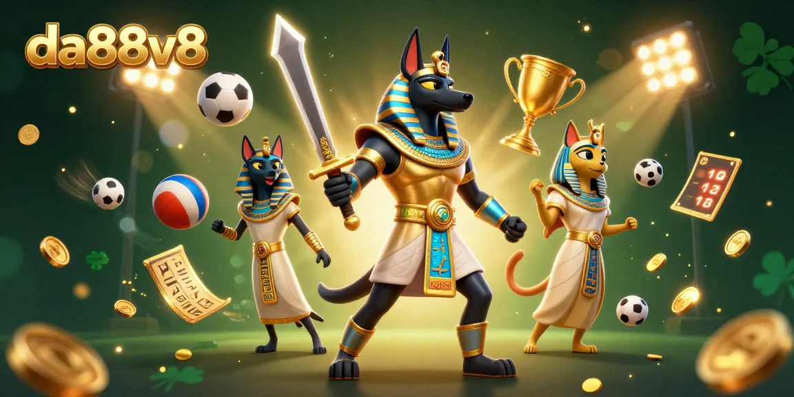 Engage with da88v8 as Anubis and Bastet dominate the casino adventure, showcasing vibrant gaming elements.