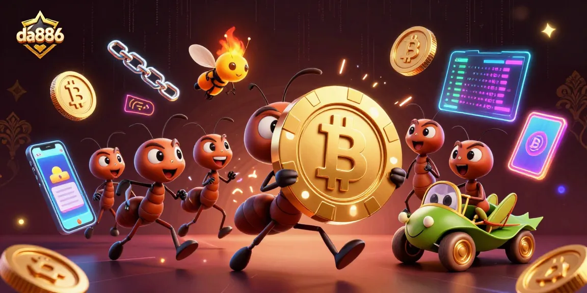 Experience the thrill of da886 with ant characters executing a casino heist for golden poker chips.