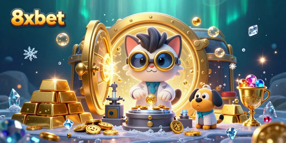 Experience the excitement of 8xbet’s gold-coin-replication in an animated casino scene.
