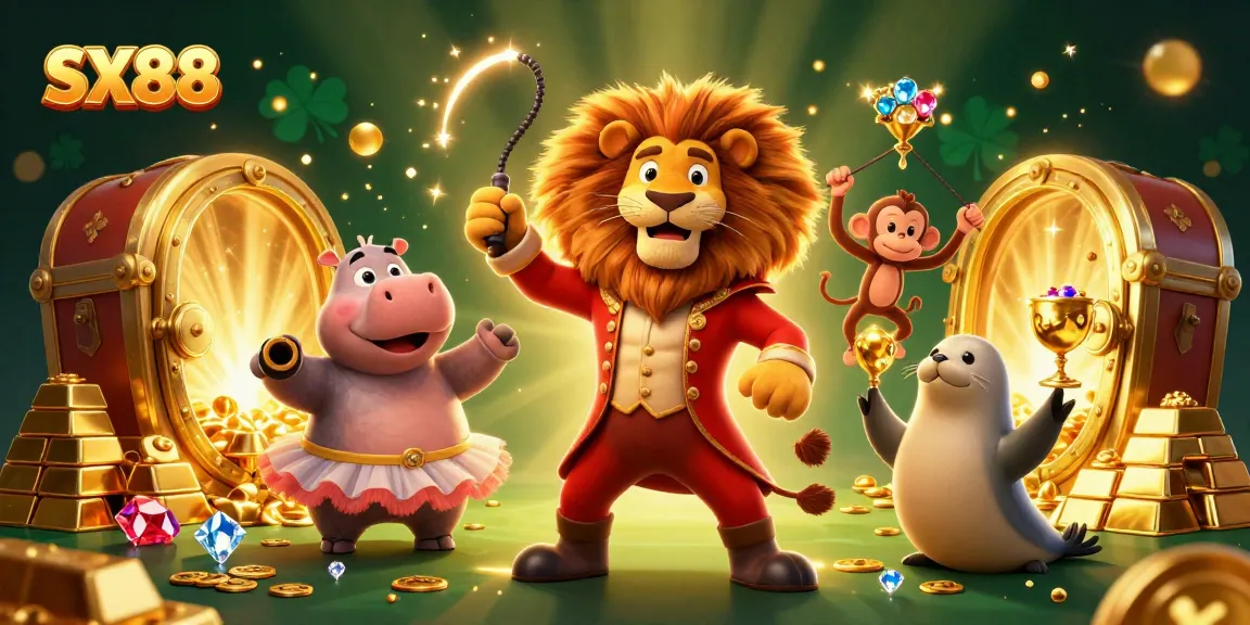 SX88 invites players to enjoy a thrilling 3D casino experience featuring vibrant characters and dazzling treasures.
