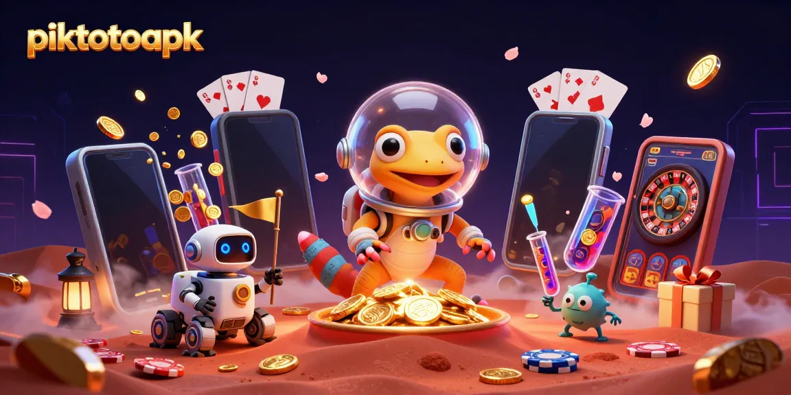 Play immersive slots and games with piktotoapk's unique casino adventure in space.