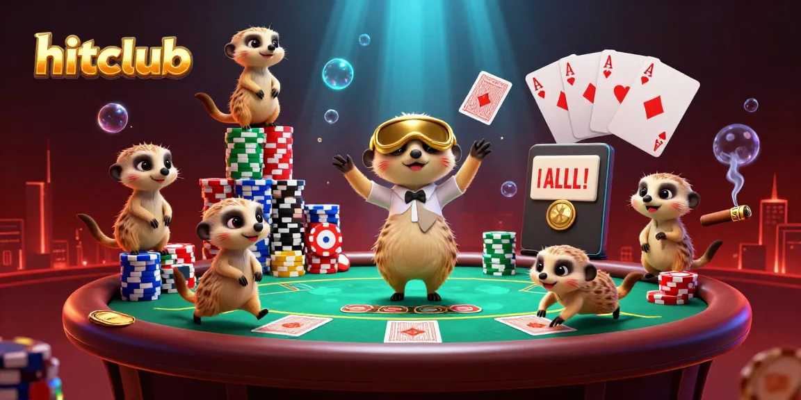 Win big at hitclub with meerkats running an exciting casino filled with poker chips and vibrant energy.
