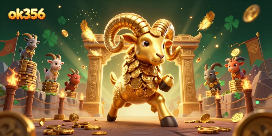 Engage with the vibrant energy of ok356 in a dynamic casino scene featuring golden elements and animated characters.