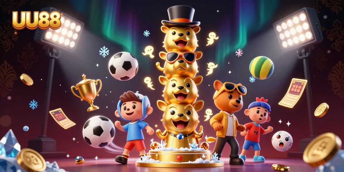 Enjoy thrilling gaming experiences at UU88 with dynamic sports and casino elements in a captivating 3D illustration.