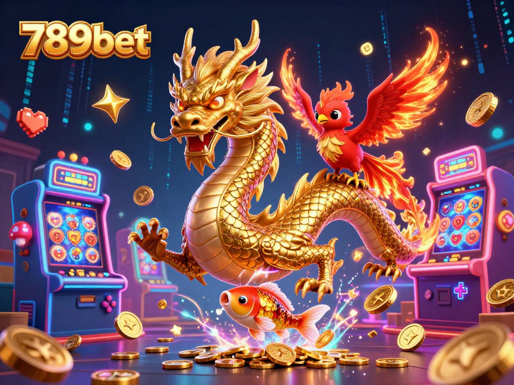 Engage in thrilling gaming adventure with 789bet's vibrant dragon, phoenix, and koi fish.