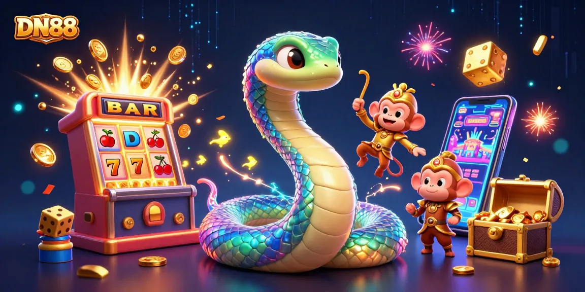 Experience the thrilling world of DN88 with dynamic slot machines, vibrant characters, and jackpot excitement.