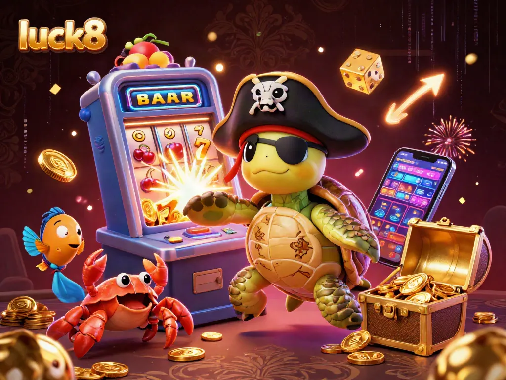 Experience luck8's thrilling games with a pirate turtle, crab, and underwater treasures.