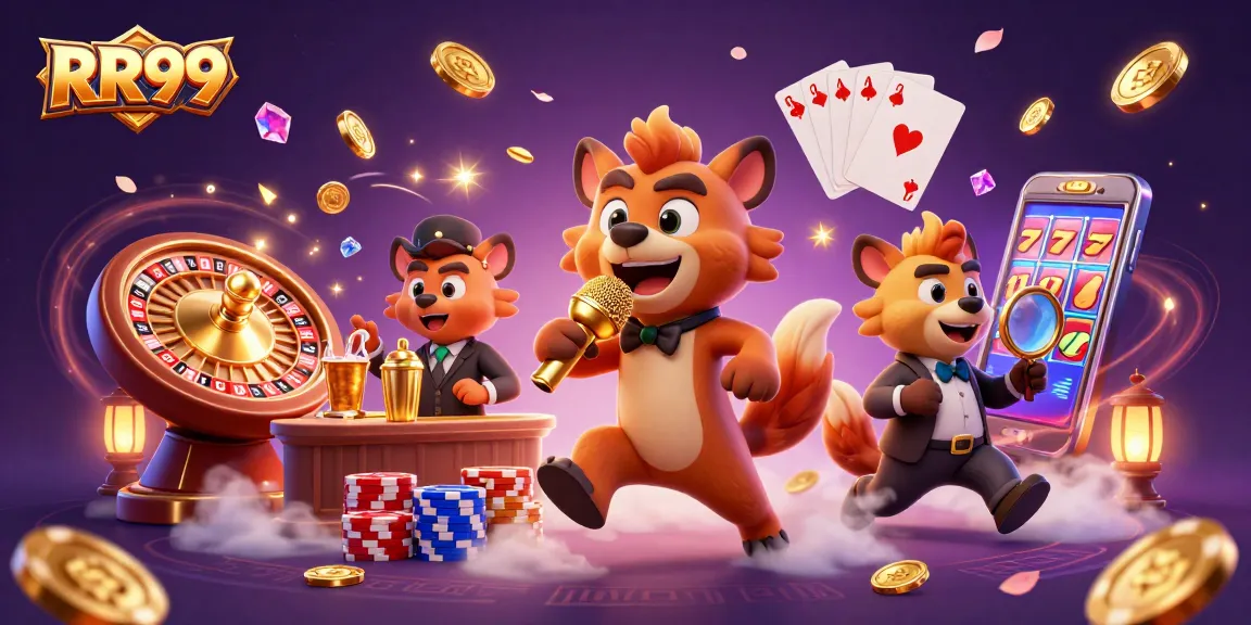 Experience the excitement of RR99 with dynamic casino action featuring lively characters.