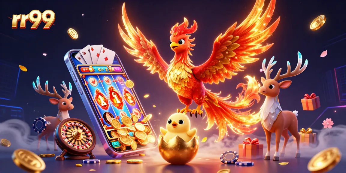 Experience the thrilling action of rr99 with vibrant slot games and captivating casino elements in a dynamic 3D scene.