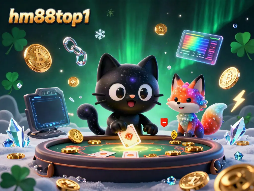 Experience casino excitement with the cosmic black hole cat and nebula fox at hm88top1's virtual gaming arena.