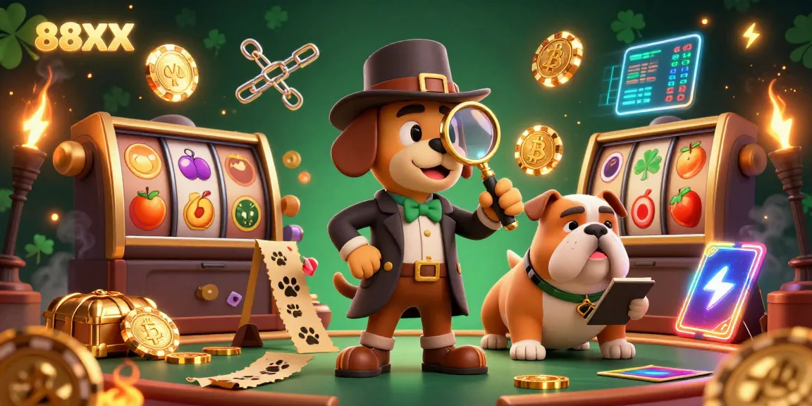 Engage in thrilling gameplay at 88XX with a detective bloodhound and an interactive casino scene full of excitement.