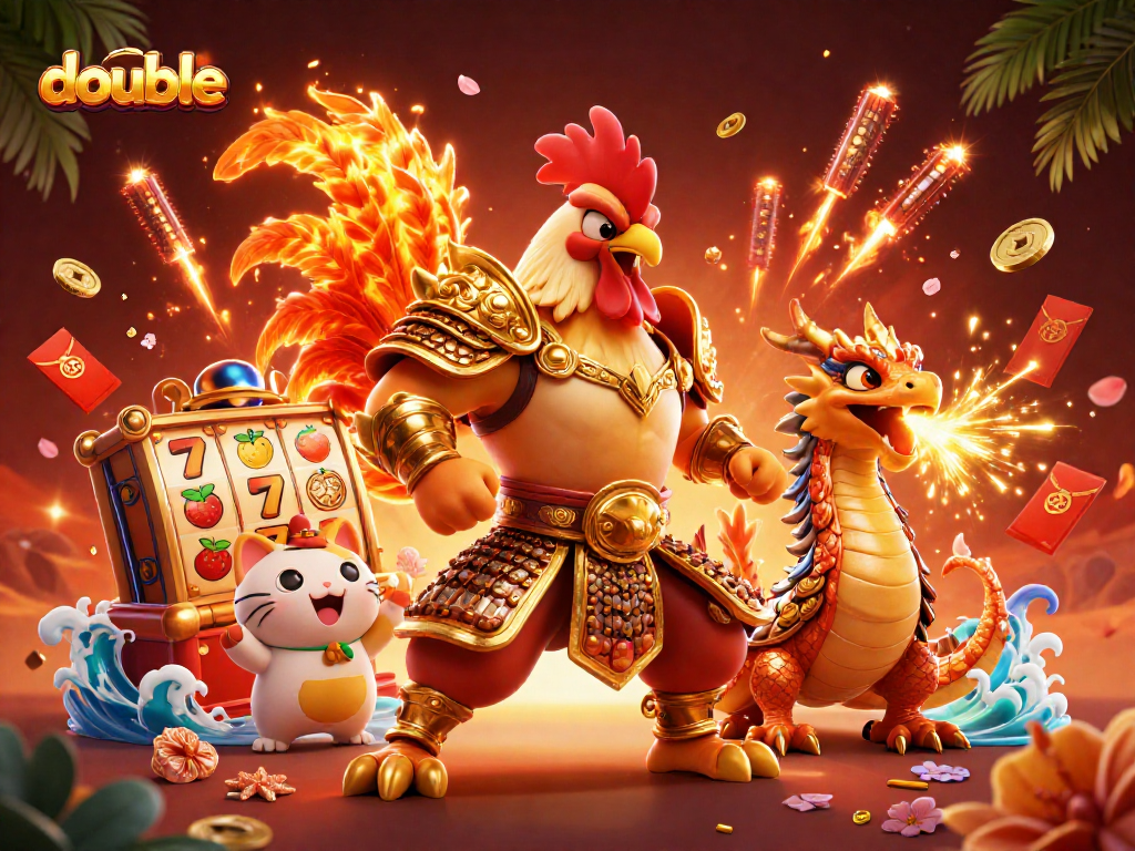 Experience exciting wins at double with vibrant casino-themed characters and rich, detailed elements.