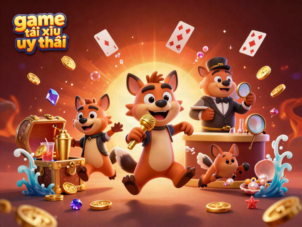 Experience the excitement of game tài xỉu uy tín with cartoon hyenas performing in a vibrant casino scene.