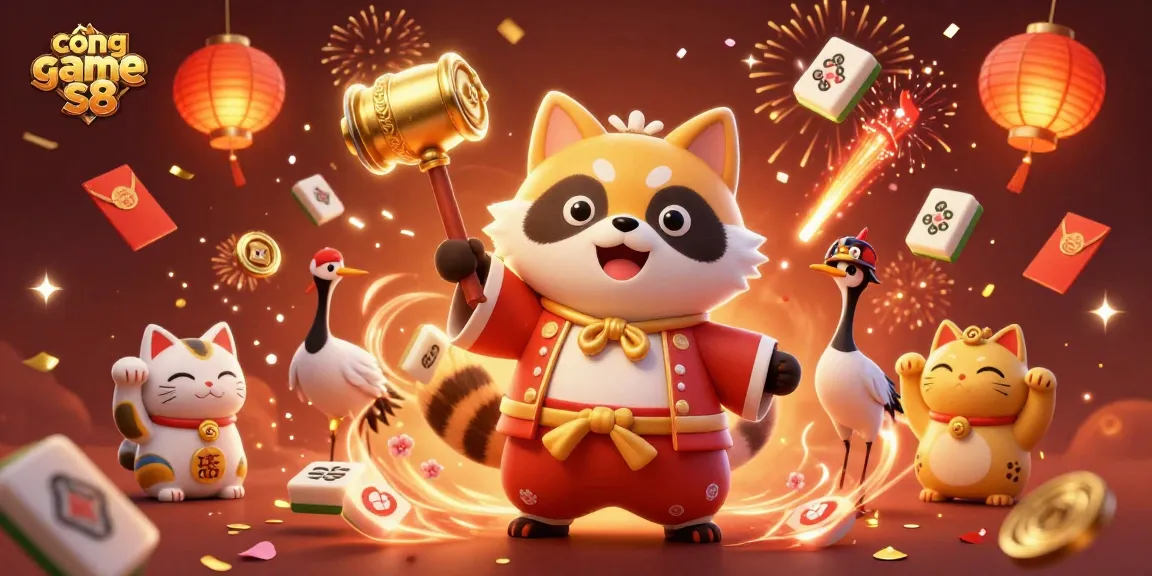 Experience the vibrant cổng game s8 with lively characters enjoying festive celebrations in a rich digital illustration.