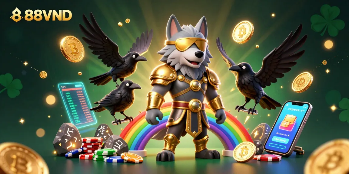 Engage in endless fun with 888VND, featuring Norse mythology characters amidst vibrant casino elements.