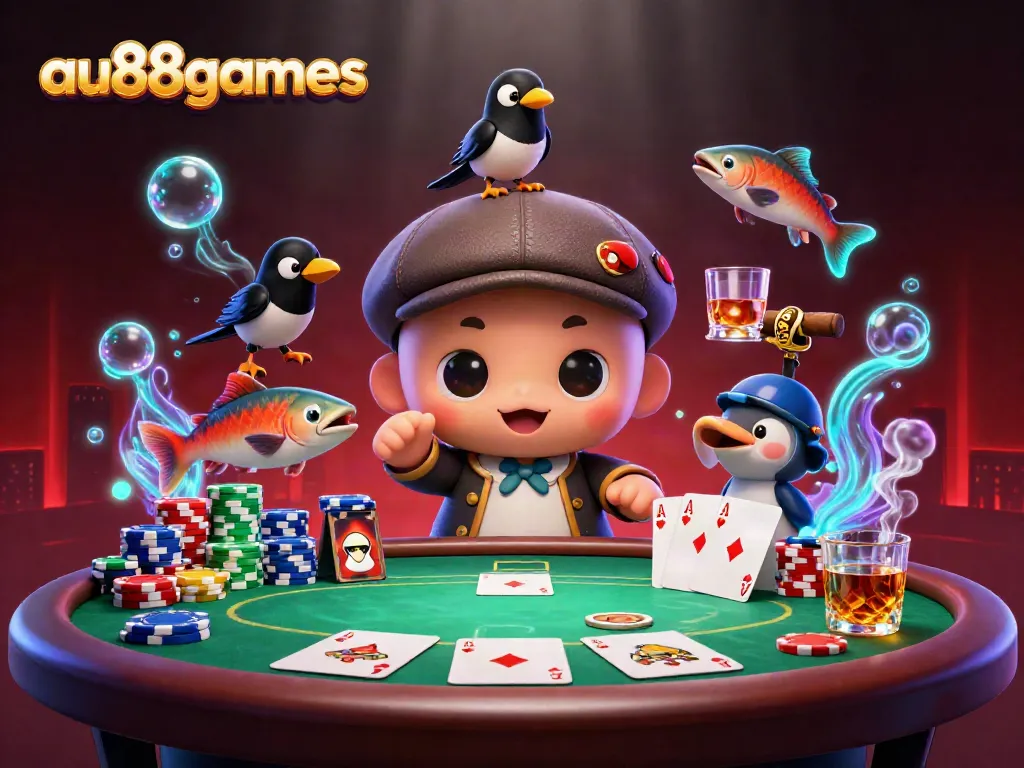 Experience thrilling gameplay with au88games in this vibrant casino-themed 3D illustration.