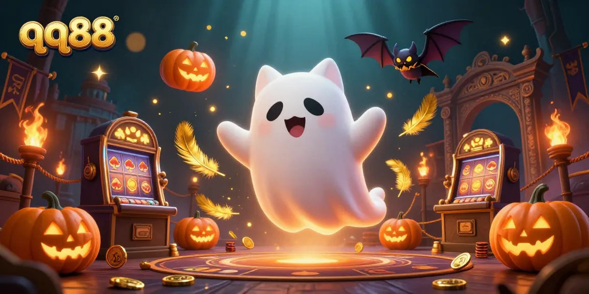Engage with thrilling adventures at qq88 Casino while the friendly ghost cat explores a haunted mansion.