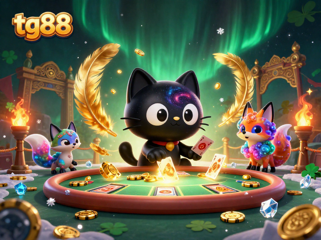 Experience the thrill of wins with tg88 at a cosmic casino table, featuring captivating characters and immersive elements.