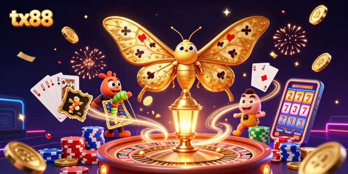 Experience the thrill of tx88 with a vibrant 3D casino scene featuring animated characters and dynamic gaming elements.