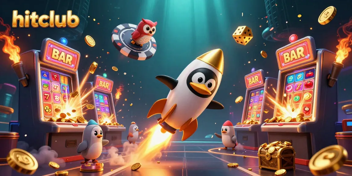 Experience thrilling gaming adventures at hitclub with a penguin launching into a casino-themed universe.