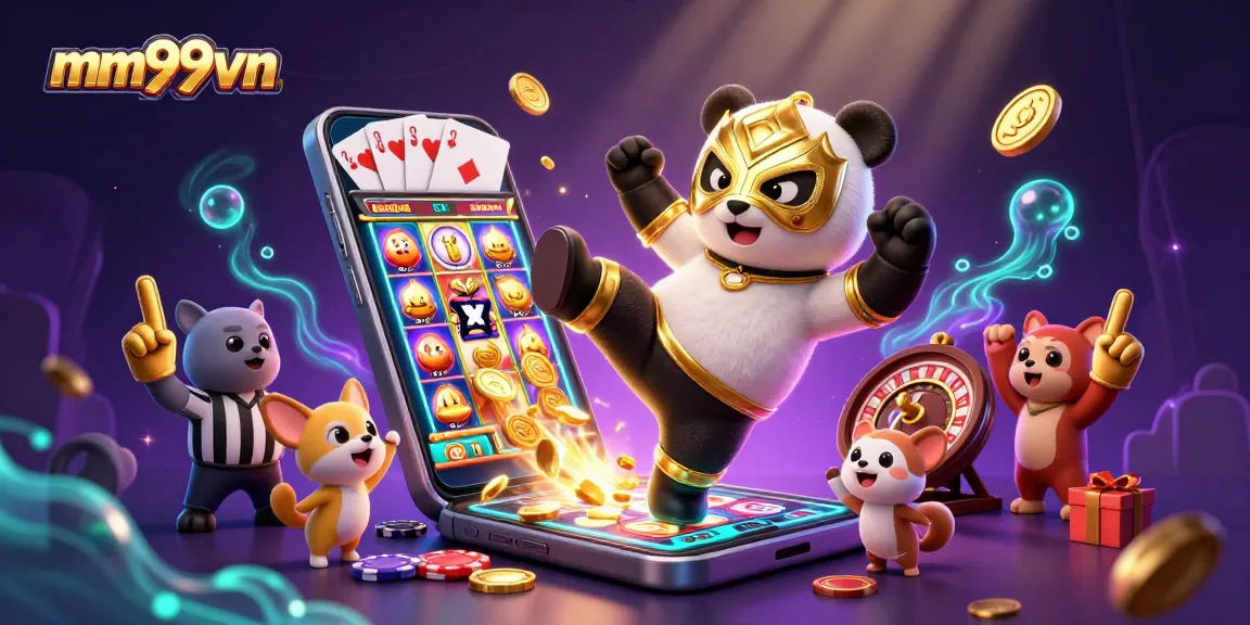 Experience the excitement of mm99vn with a vibrant 3D scene showcasing lively casino action.