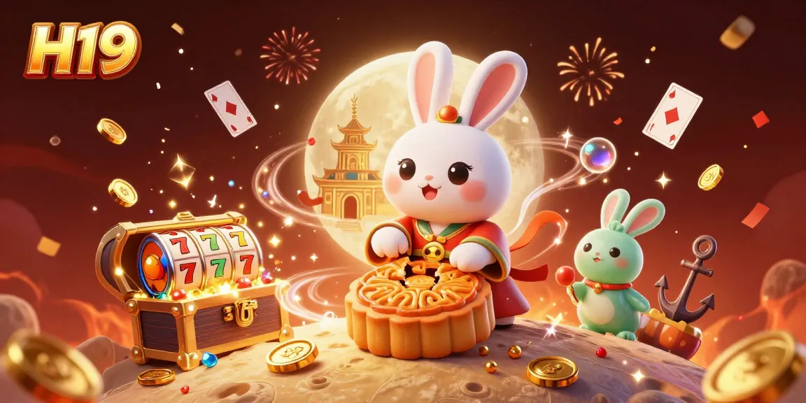Play H19 with excitement, as the moon rabbit unwraps golden mooncakes revealing winning poker chips!