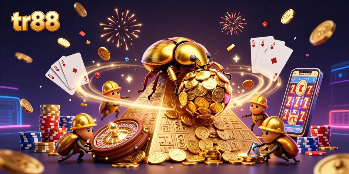 Experience thrilling gameplay at tr88 with vibrant golden coins, exciting casino elements, and energetic beetles!
