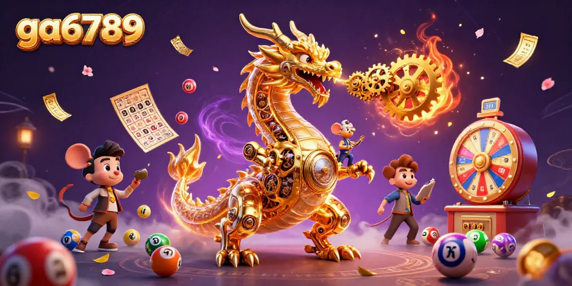 Engage with the exciting ga6789 gaming experience featuring a golden dragon and dynamic lottery elements.