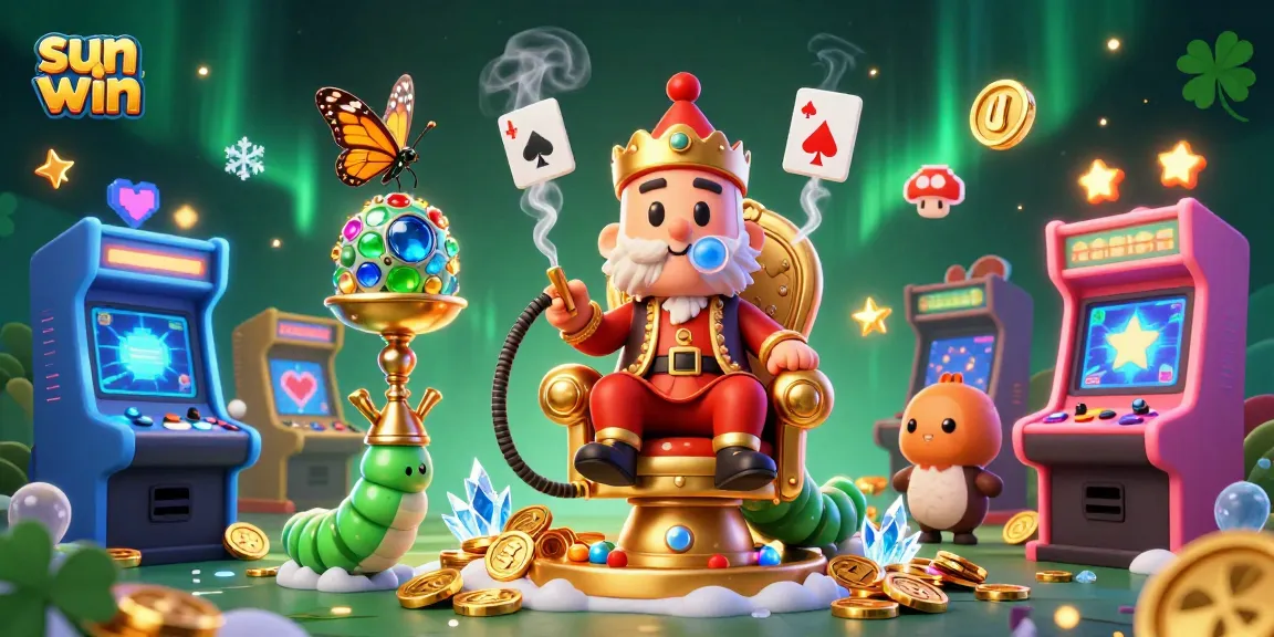 Win big with sun win in this vibrant casino-inspired 3D illustration featuring dynamic gaming elements.